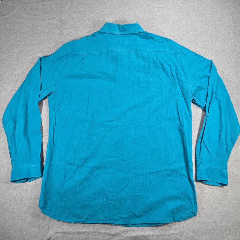 Territory Ahead Mens XL Blue Textured Cotton Long Sleeve Button Down Shirt - Picture 3 of 7